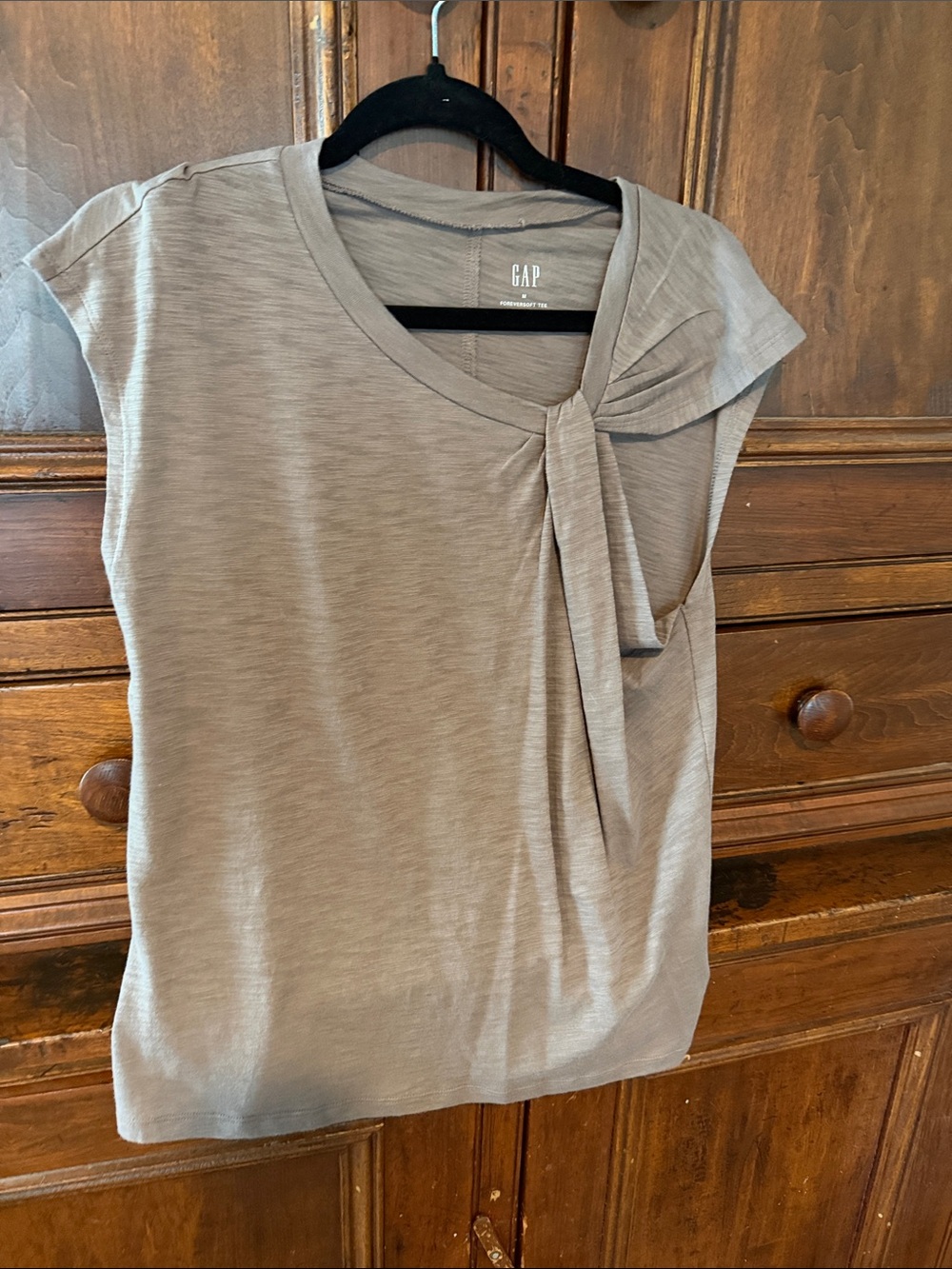 GAP Taupe Knot-Neck Cap Sleeve Top